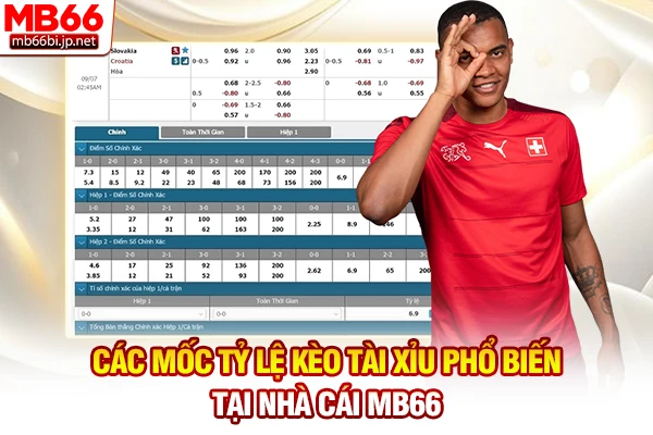 Các mốc tỷ lệ kèo Tài Xỉu phổ biến tại nhà cái MB66